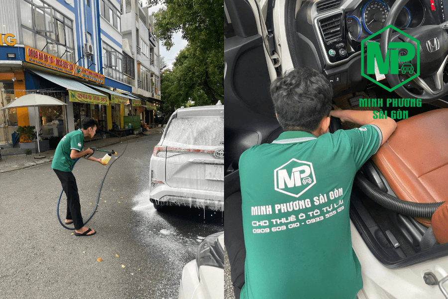 Vệ sinh xe trước khi bàn giao cho khách mới tại MPSG