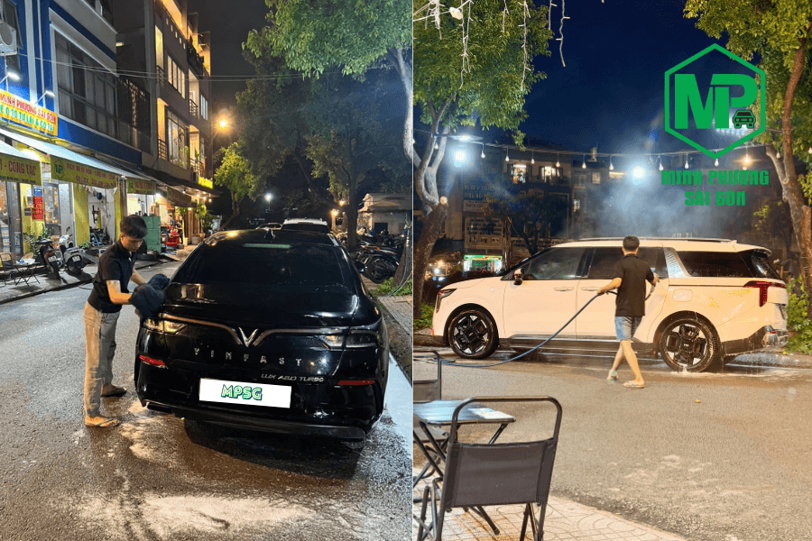 Nhân viên MPSG vệ sinh xe sau khi khách trả xe